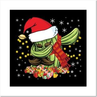 Dabbing Cactus Santa Christmas Kids Boys Girls Gifts Posters and Art